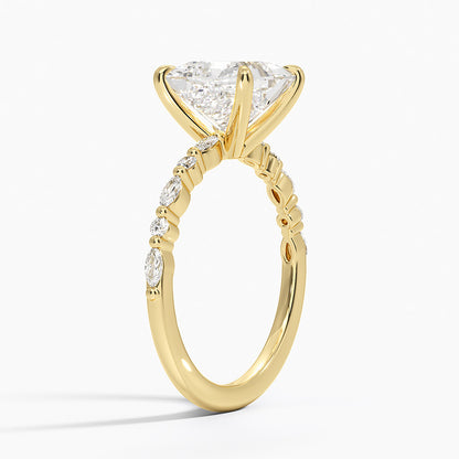 Delicate Versailles Diamond Ring - Princess Cut Center Stone
