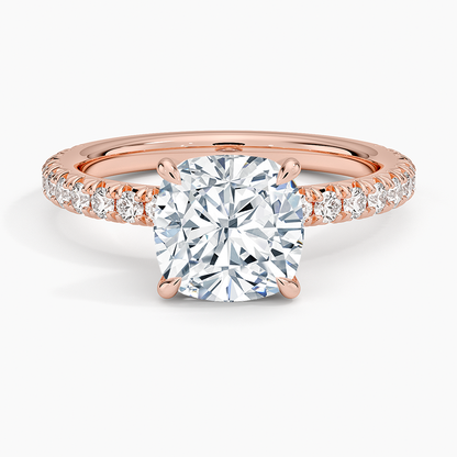 Amelie Three-Quarter Coverage Diamond Ring - Cushion Cut Center Stone