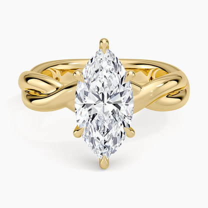 Hazel Twist Solitaire Diamond Ring - Marquise Cut Center Stone