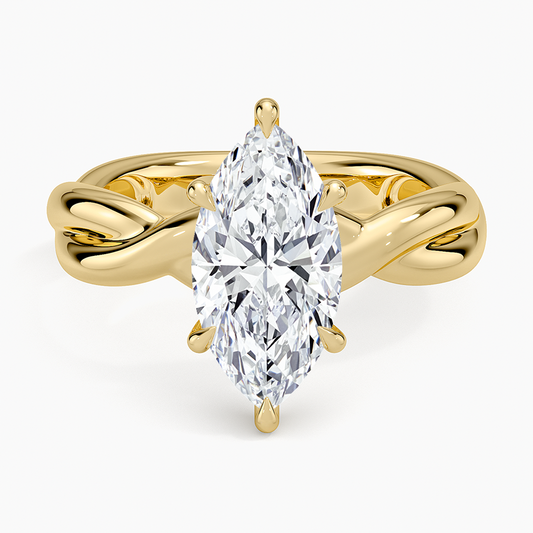Hazel Twist Solitaire Diamond Ring - Marquise Cut Center Stone