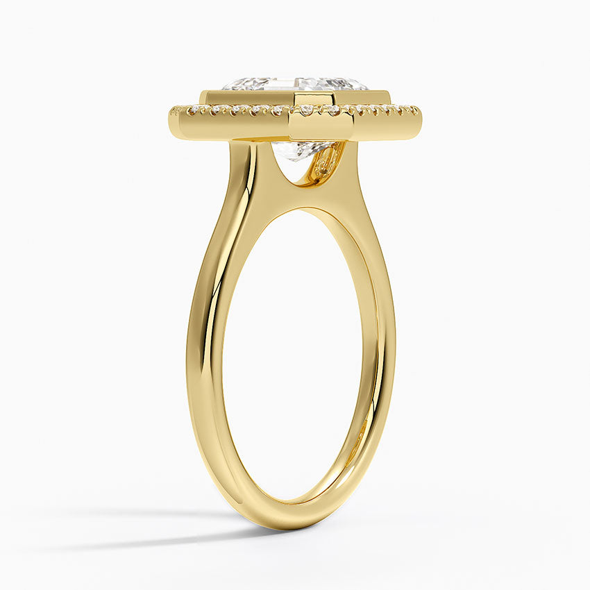 Bezel Halo Diamond Ring (1/4 ct. tw.) - Asscher Cut Center Stone