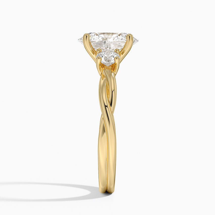 Twisted Vine Three Stone Diamond Ring - Oval Cut Center Stone