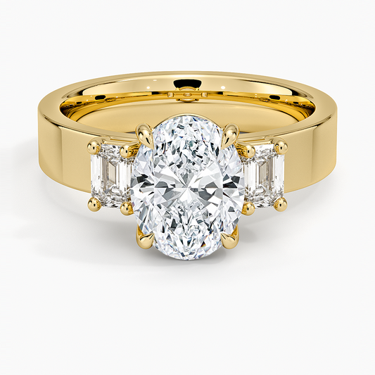 Peyton Emerald Cut Three Stone Diamond Ring (1/2 ct. tw.) - Oval Center Stone