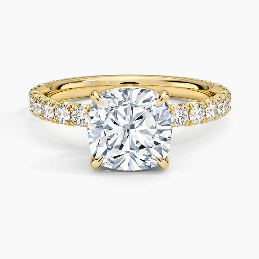 Luxe French Pavé Perfect Fit Diamond Ring (1/2 ct. tw.) - Cushion Cut Center Stone