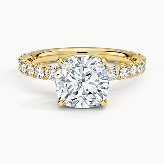 Luxe French Pavé Perfect Fit Diamond Ring (1/2 ct. tw.) - Cushion Cut Center Stone
