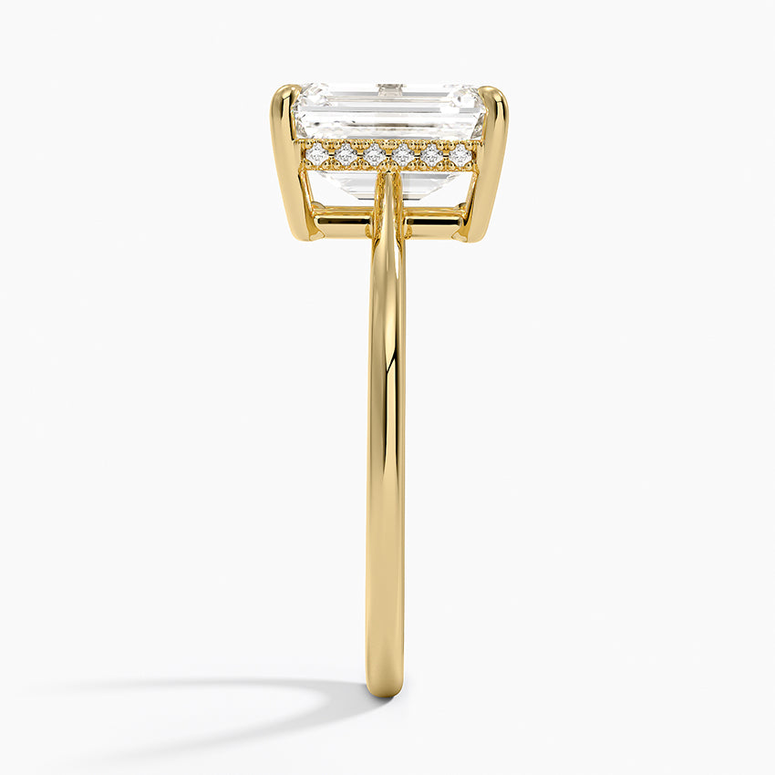 Elle Hidden Halo Diamond Ring - Emerald Cut Center Stone
