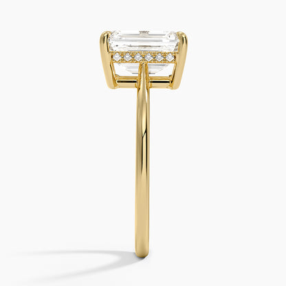 Elle Hidden Halo Diamond Ring - Emerald Cut Center Stone