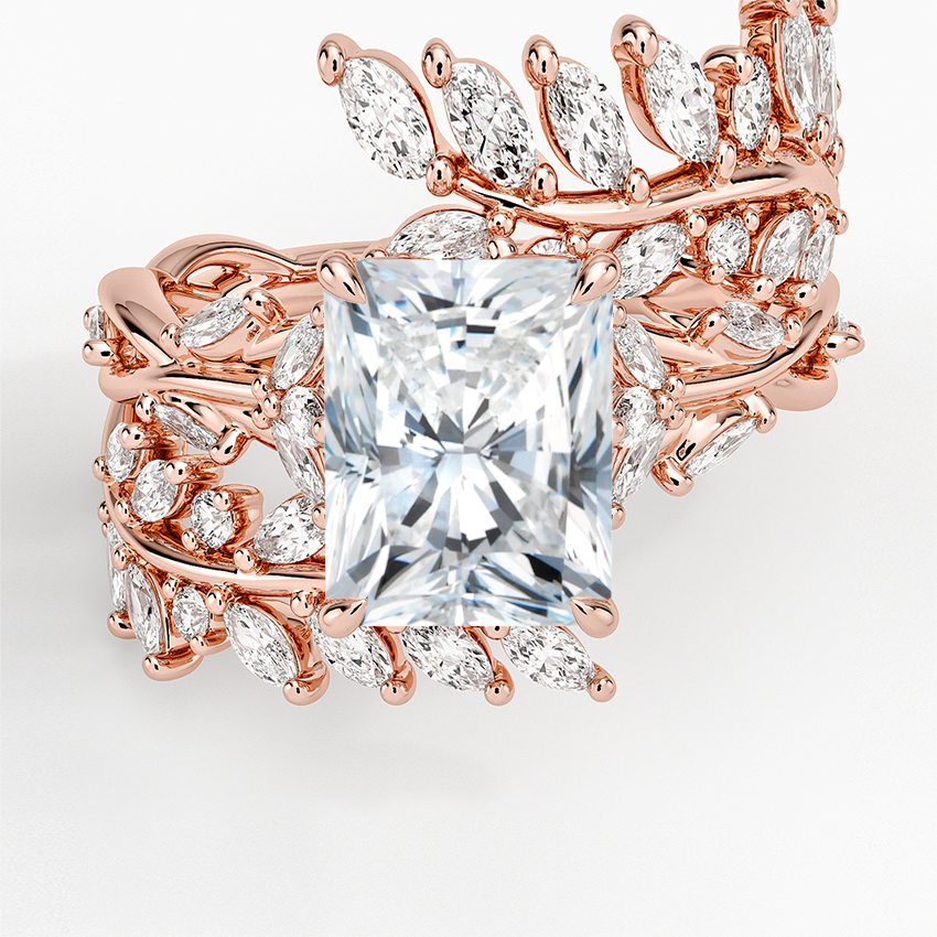 Secret Garden Wrap Diamond Ring - Radiant Cut Center Stone