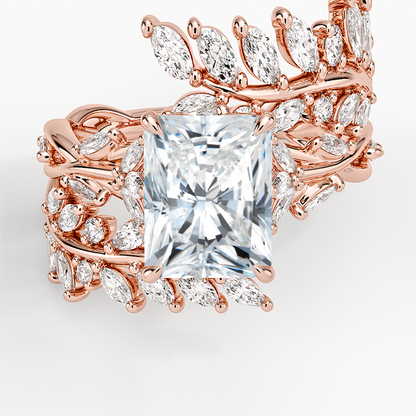 Secret Garden Wrap Diamond Ring - Radiant Cut Center Stone