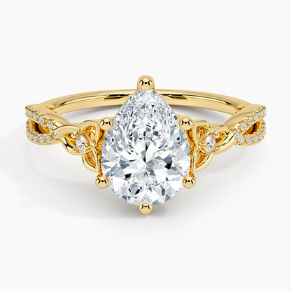 Luxe Celtic Love Knot Diamond Ring - Pear Cut Center Stone