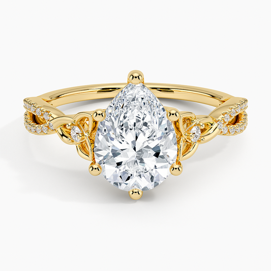 Luxe Celtic Love Knot Diamond Ring - Pear Cut Center Stone