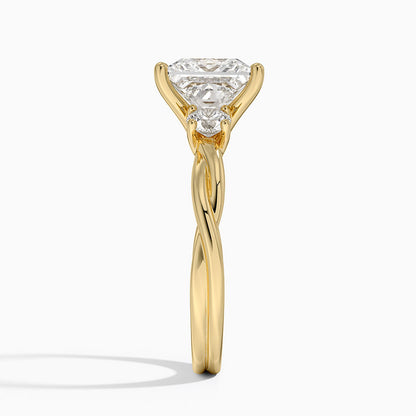 Twisted Vine Three Stone Diamond Ring - Princess Cut Center Stone