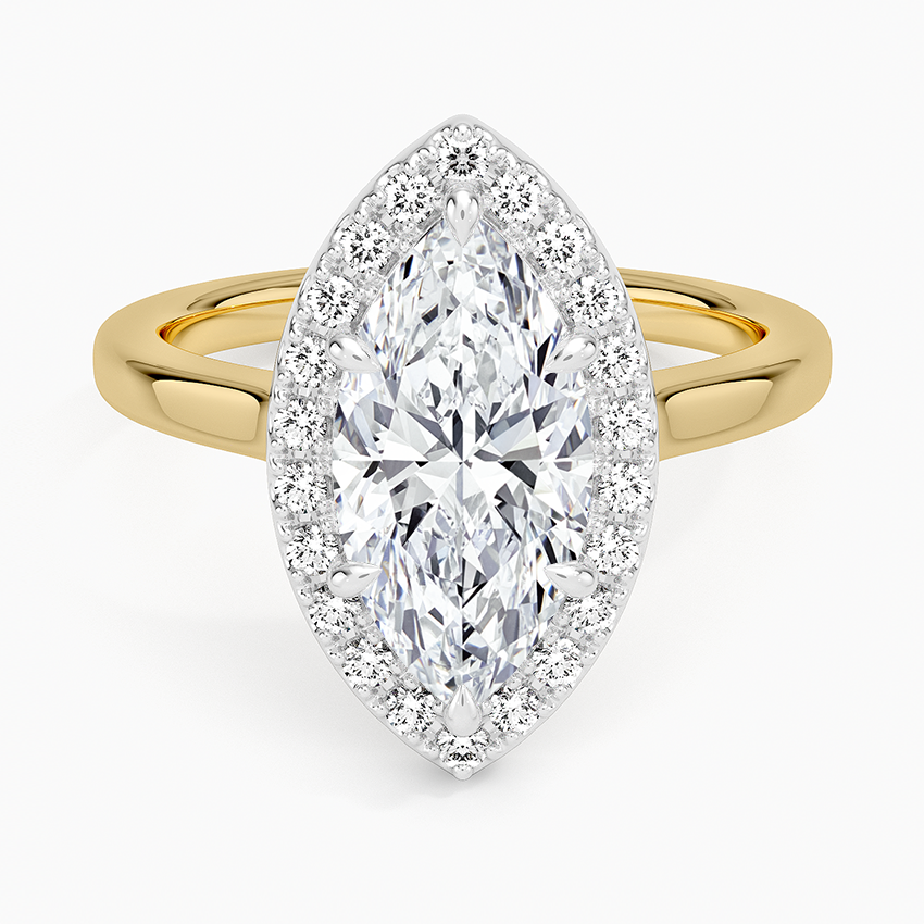Platinum Mixed Metal Julia Halo Diamond Ring (1/5 ct. tw.) - Marquise Center Stone