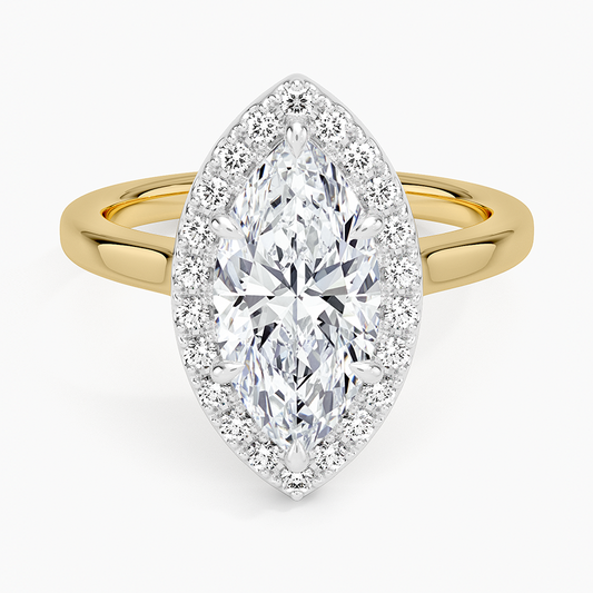 Platinum Mixed Metal Julia Halo Diamond Ring (1/5 ct. tw.) - Marquise Center Stone