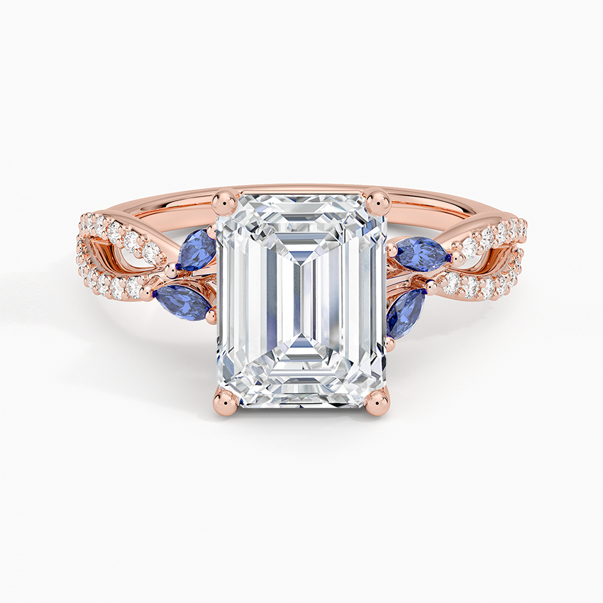 Luxe Willow Sapphire and Diamond Ring (1/8 ct. tw.) - Emerald Cut Center Stone