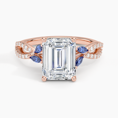 Luxe Willow Sapphire and Diamond Ring (1/8 ct. tw.) - Emerald Cut Center Stone