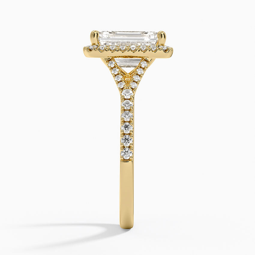 Joy Half Coverage Diamond Ring - Emerald Cut Center Stone