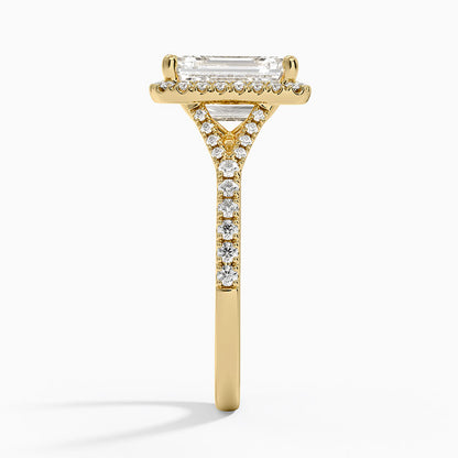 Joy Half Coverage Diamond Ring - Emerald Cut Center Stone
