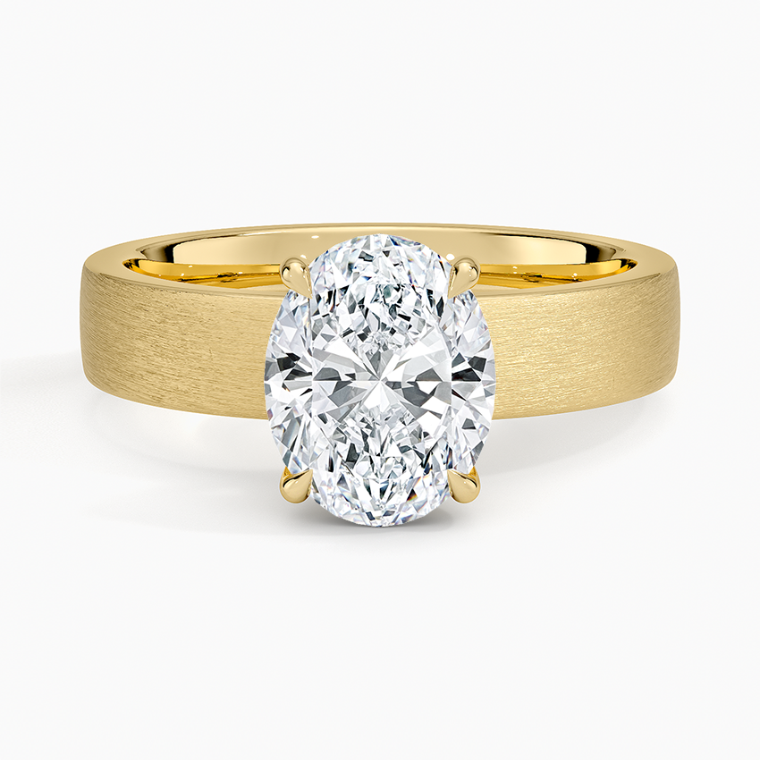 Peyton 4mm Satin Finish Solitaire Ring - Oval Cut Center Stone