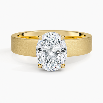 Peyton 4mm Satin Finish Solitaire Ring - Oval Cut Center Stone