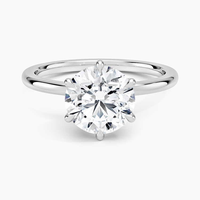 Petal Six Prong Diamond Ring - Round Center Stone