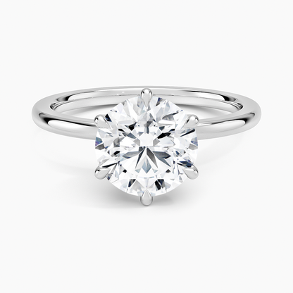 Petal Six Prong Diamond Ring - Round Center Stone