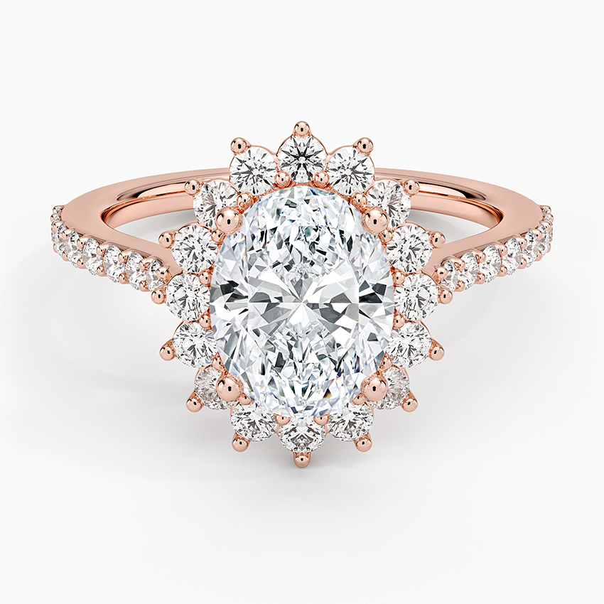 Luxe Sunburst Halo Diamond Ring (1/2 ct. tw.) - Oval Center Stone