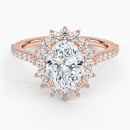 Luxe Sunburst Halo Diamond Ring (1/2 ct. tw.) - Oval Center Stone