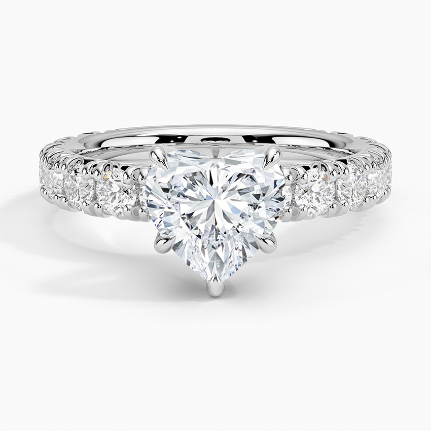 Ellora Three-Quarter Coverage Diamond Ring - Heart Center Stone