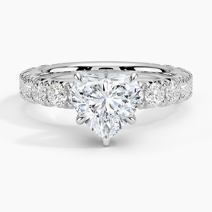 Ellora Three-Quarter Coverage Diamond Ring - Heart Center Stone
