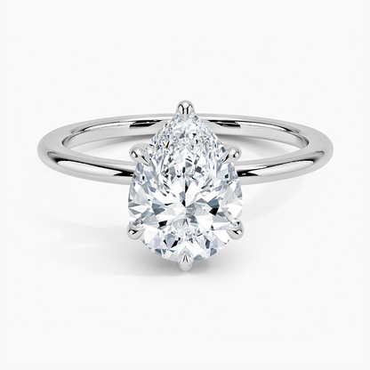 Fairmined 1.5mm Six-Prong Solitaire Ring - Pear Center Stone