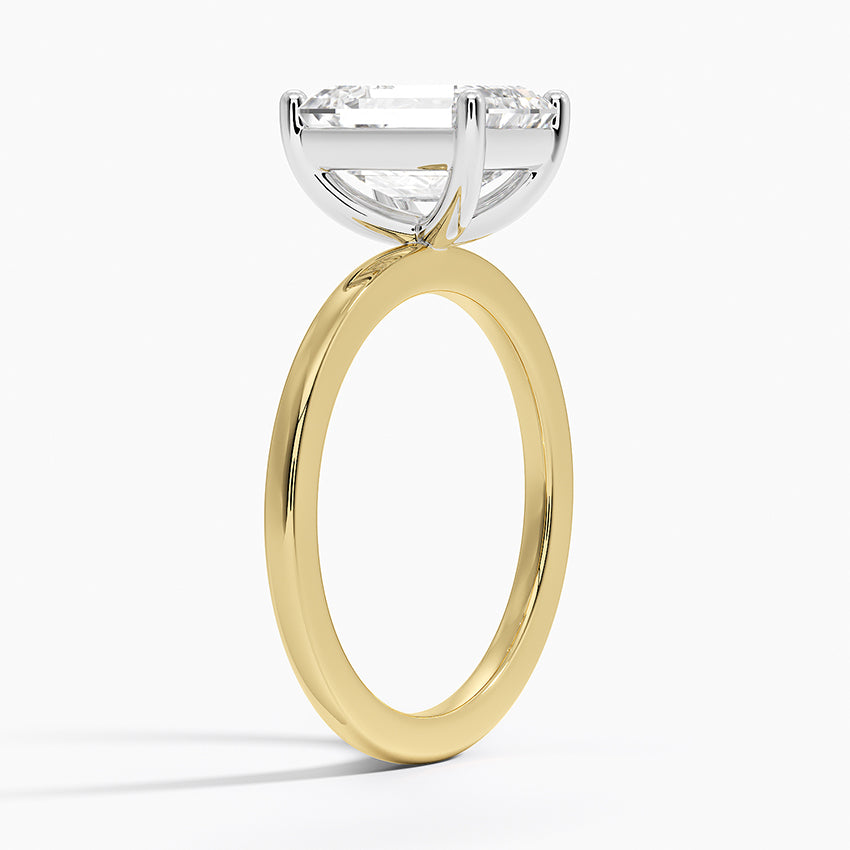 Mixed Metal Perfect Fit Solitaire Ring - Emerald Cut Center Stone