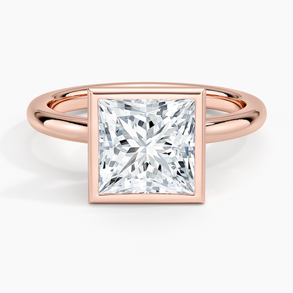 Julietta Bezel Solitaire Ring - Princess Cut Center Stone