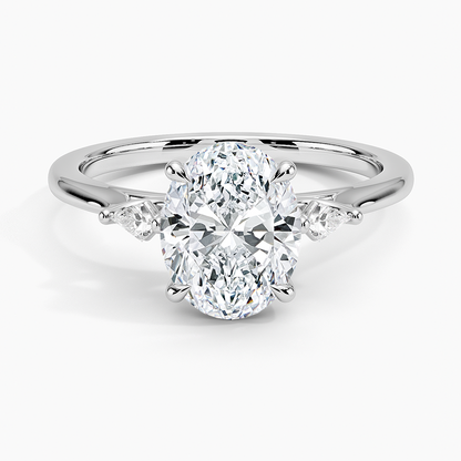 Petite Cometa Perfect Fit Three Stone Diamond Ring - Oval Center Stone
