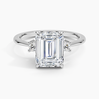 Petite Selene Three Stone Diamond Ring (1/10 ct. tw.) - Emerald Cut Center Stone