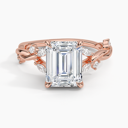 Azalea Twist Diamond Ring - Emerald Cut Center Stone