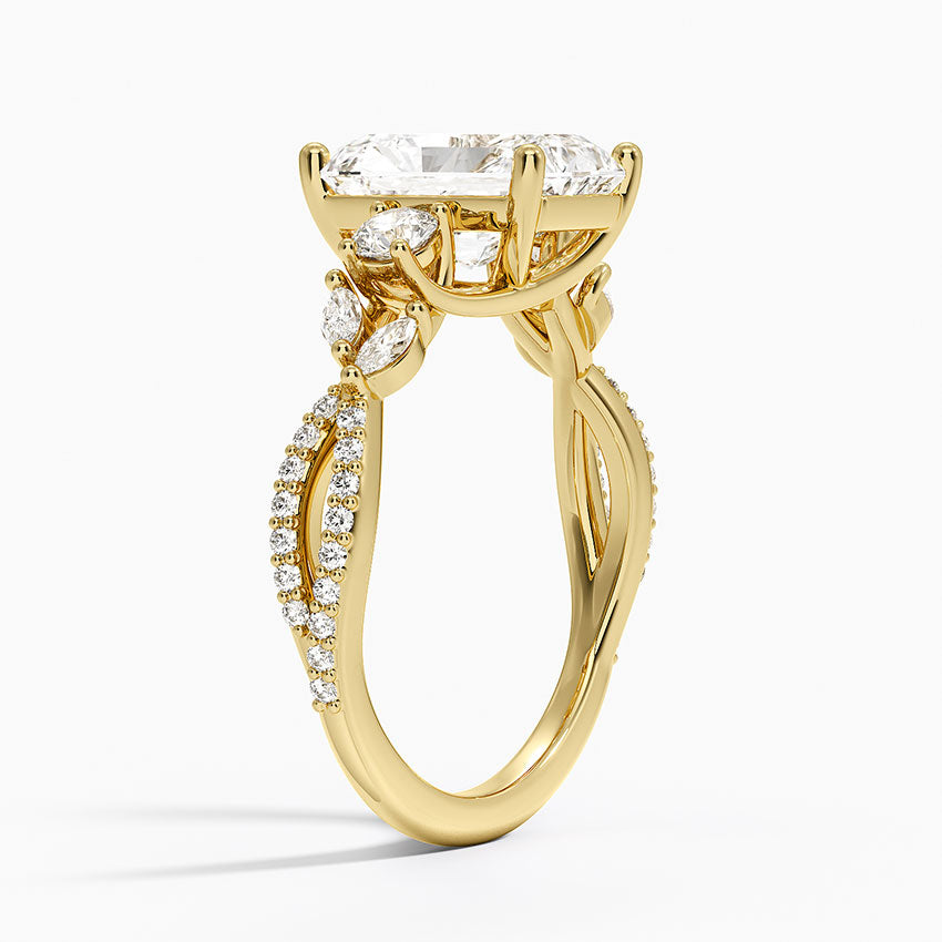Luxe Willow Three Stone Diamond Ring (1/2 ct. tw.) - Radiant Cut Center Stone
