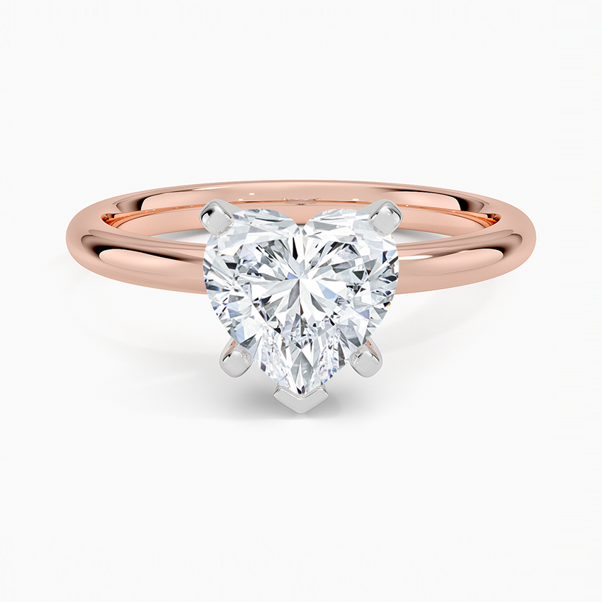 Comfort Fit 2mm Six-Prong Solitaire Ring - Heart Center Stone