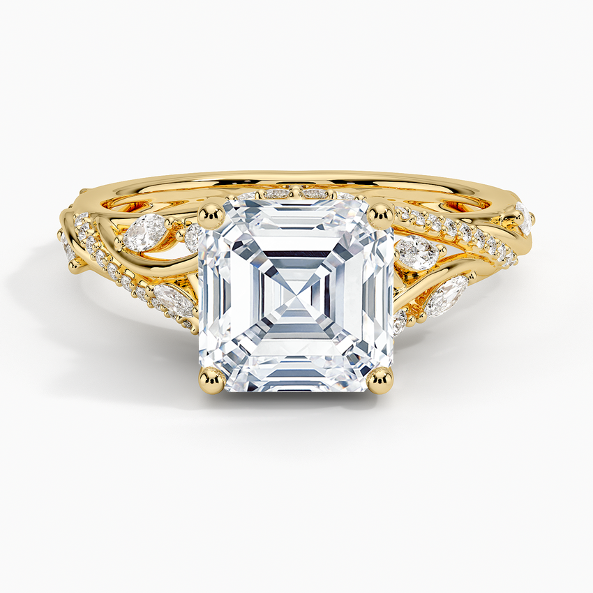 Begonia Vine Diamond Ring (1/2 ct. tw.) - Asscher Cut Center Stone