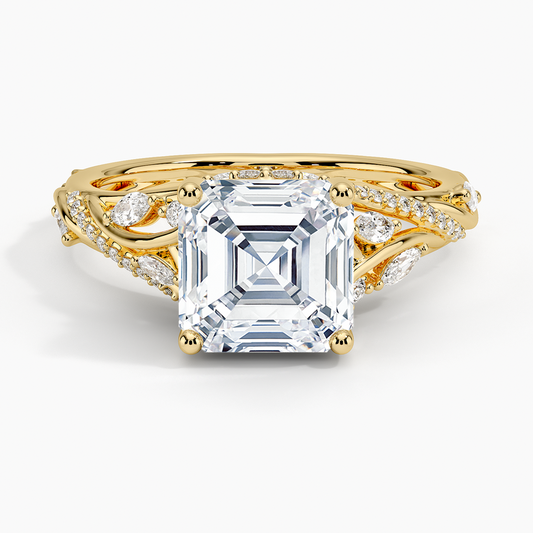 Begonia Vine Diamond Ring (1/2 ct. tw.) - Asscher Cut Center Stone