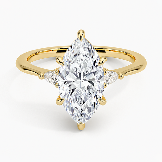 Aria Three Stone Diamond Ring (1/10 ct. tw.) - Marquise Center Stone