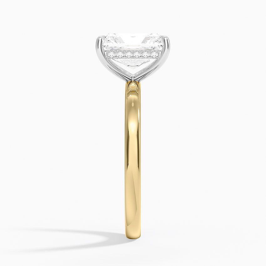 Platinum Mixed Metal Audrey 2mm Diamond Ring - Radiant Cut Center Stone