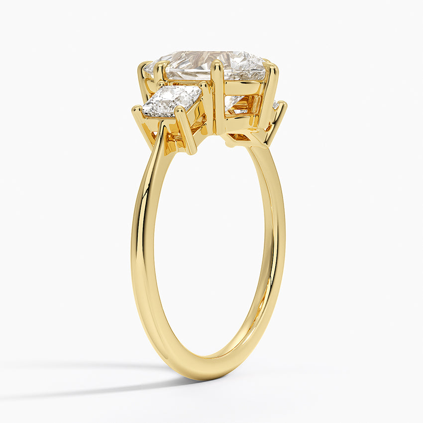 Princess Cut Three Stone Diamond Ring - Pear Cut Center Stone