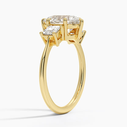 Princess Cut Three Stone Diamond Ring - Pear Cut Center Stone