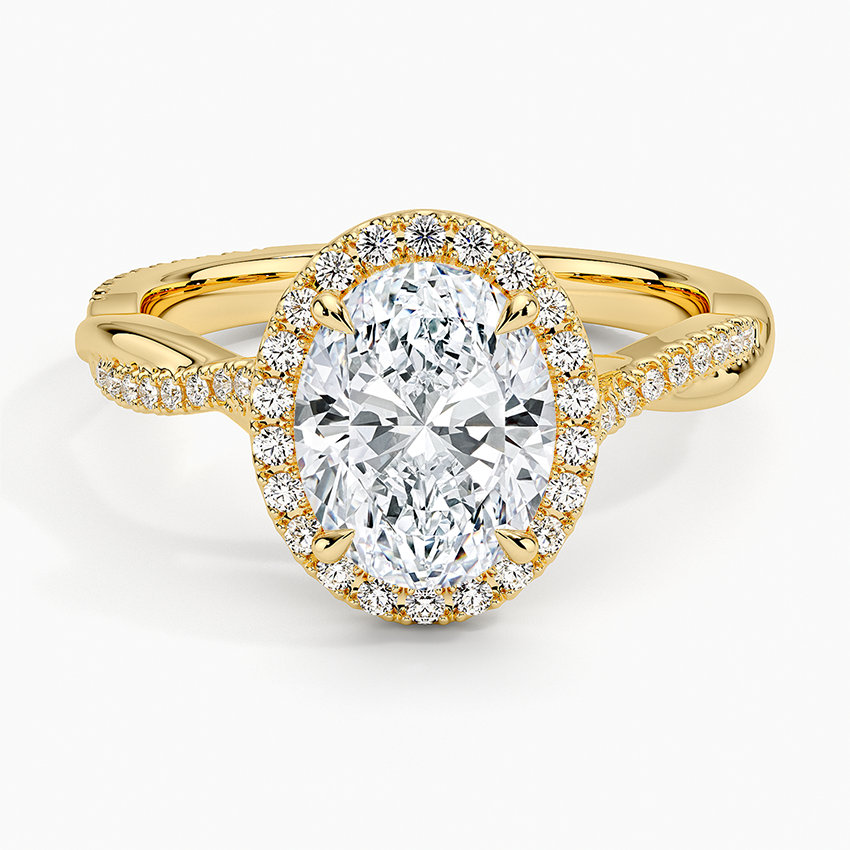 Petite Twisted Vine Halo Diamond Ring (1/4 ct. tw.) - Oval Center Stone