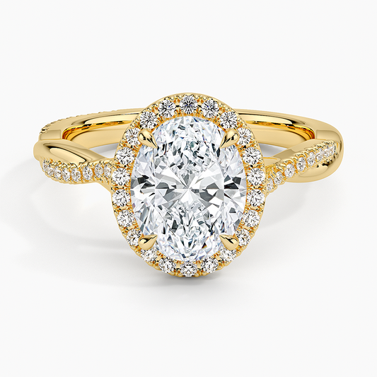 Petite Twisted Vine Halo Diamond Ring (1/4 ct. tw.) - Oval Center Stone