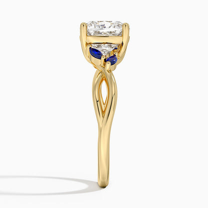 Willow Ring With Sapphire Accents - Cushion Cut Center Stone