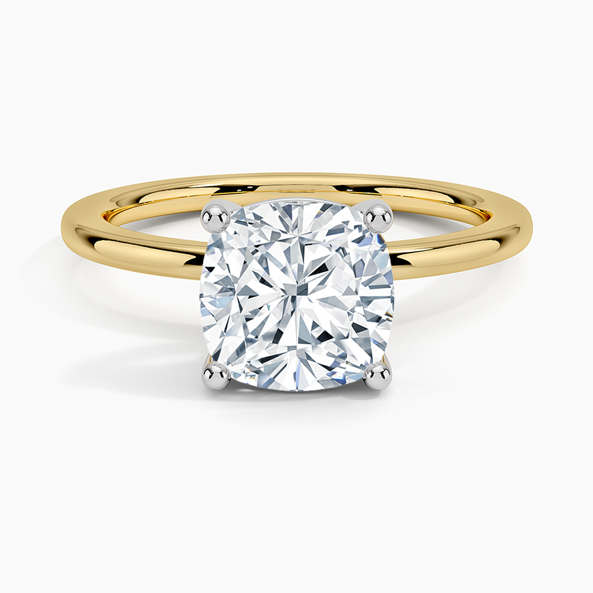 Platinum Mixed Metal Perfect Fit Solitaire Ring - Cushion Cut Center Stone