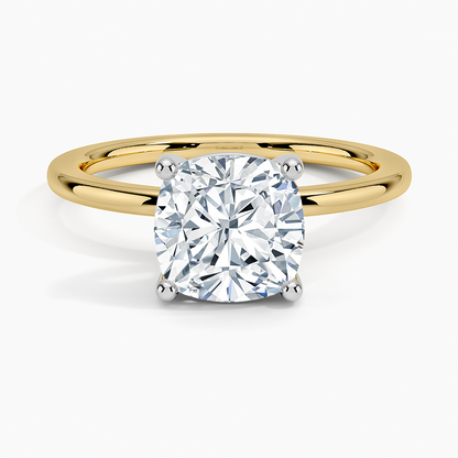 Platinum Mixed Metal Perfect Fit Solitaire Ring - Cushion Cut Center Stone