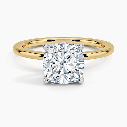 Platinum Mixed Metal Perfect Fit Solitaire Ring - Cushion Cut Center Stone